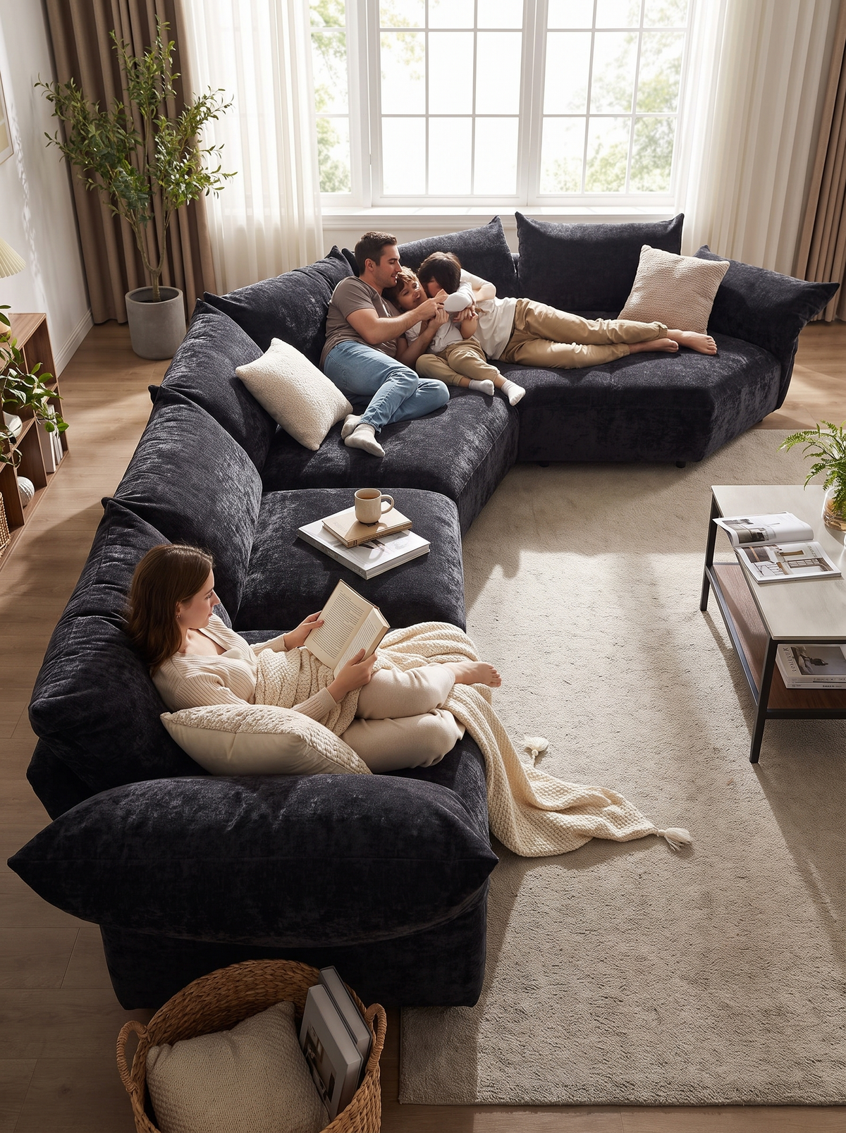 FLOWER velvet sectional soft sheen