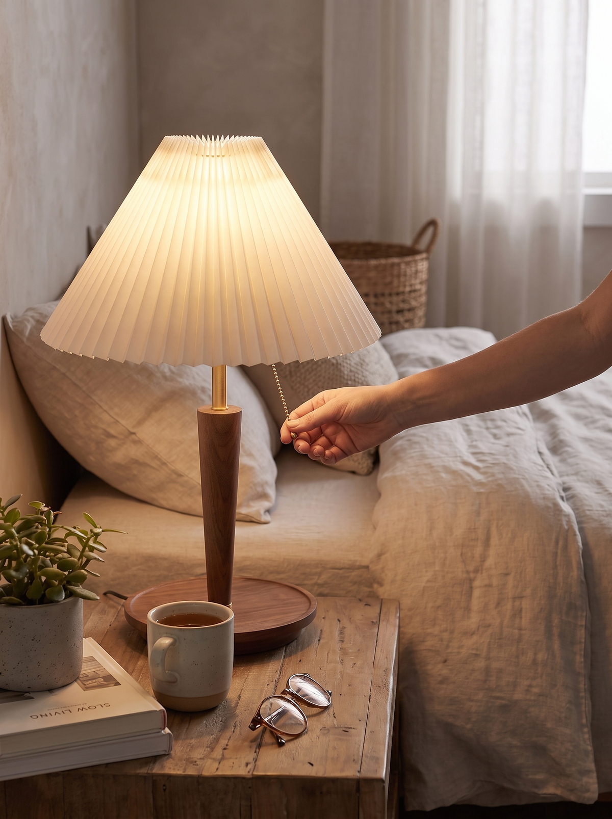 Chochin lamp on a bedside