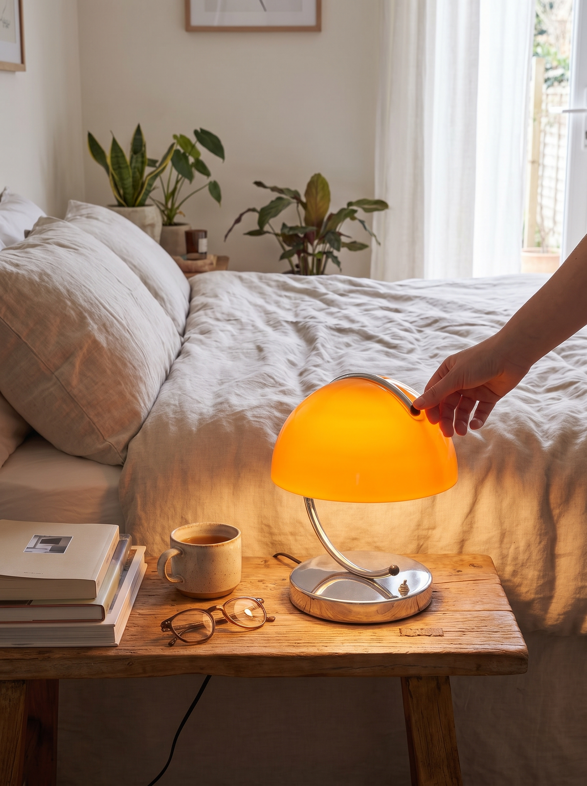 Esgle lamp on a surface in use