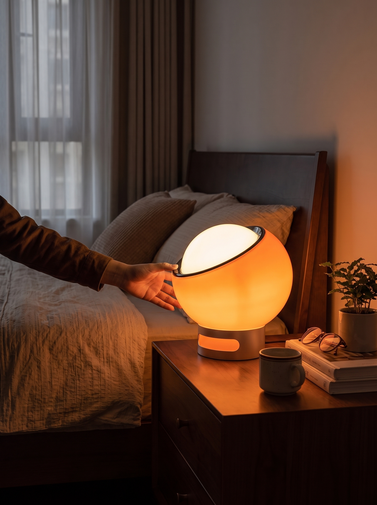 Elegance Opaline lamp after dark