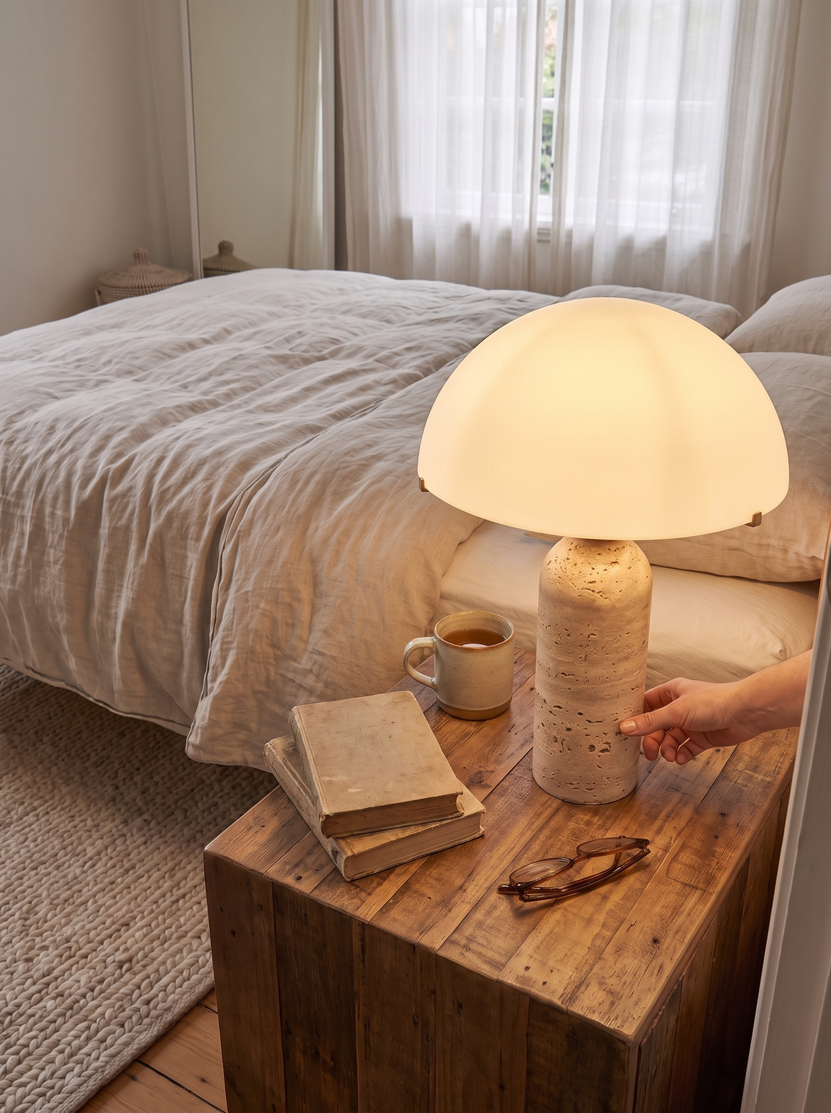 Oda Travertine Table Lamp lifestyle 1