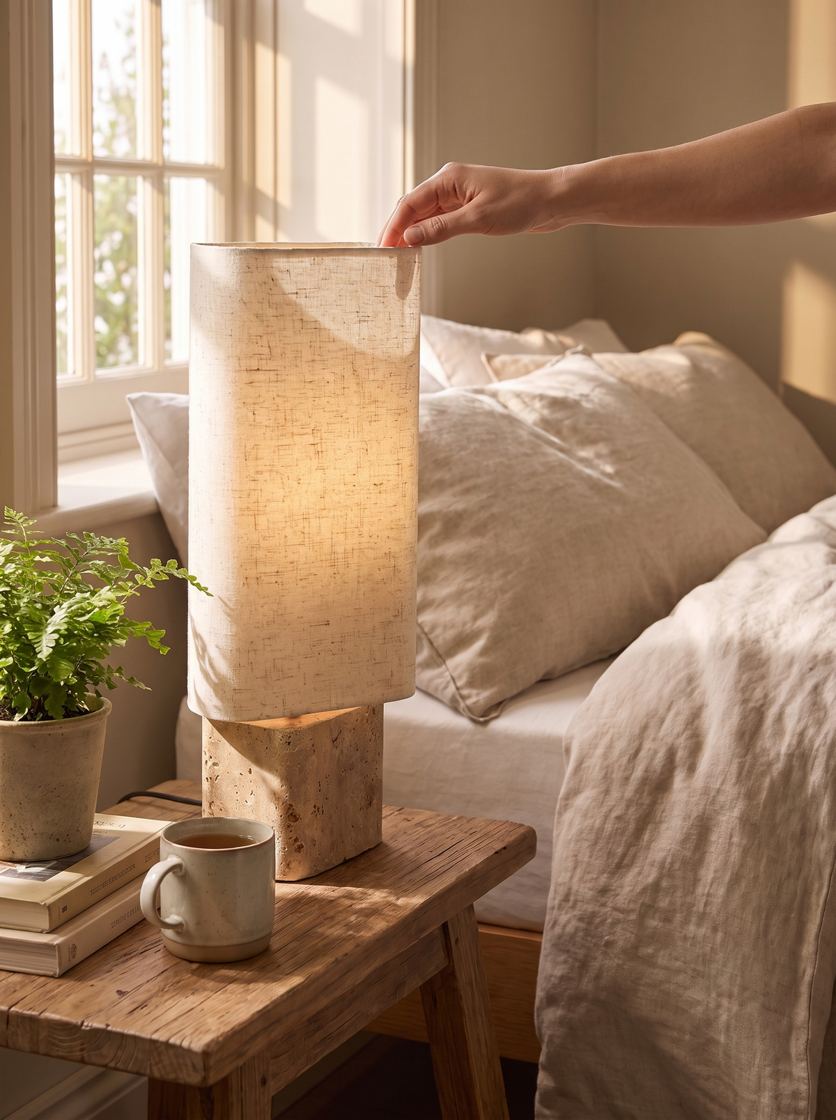 Velia Travertine Table Lamp lifestyle 2