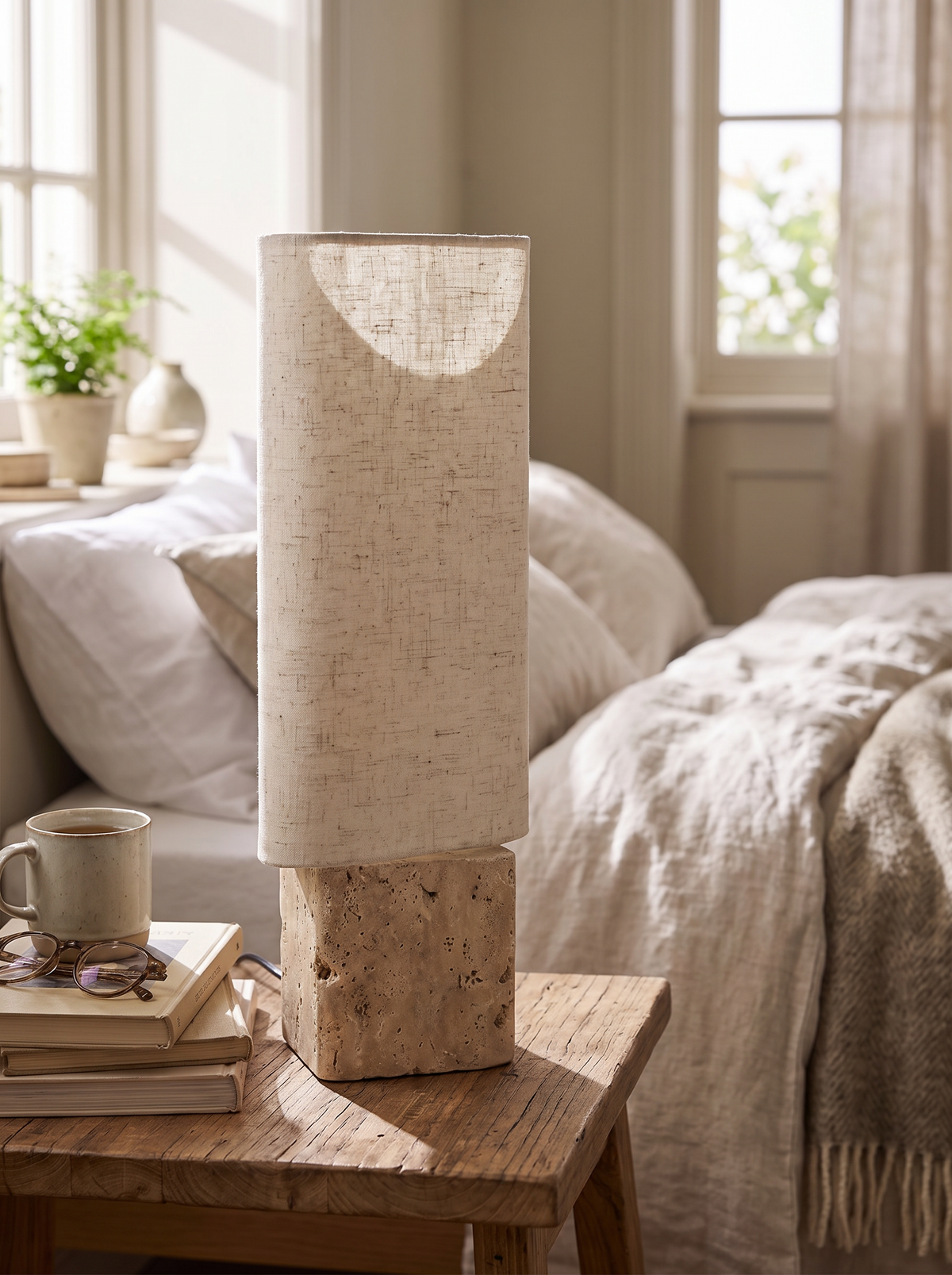 Velia Travertine Table Lamp lifestyle 1