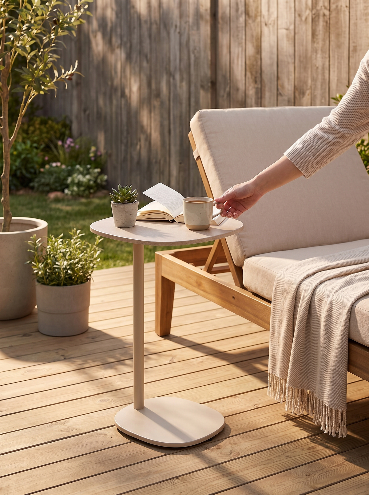 Saratoga Dune Aluminum Side Table lifestyle 1