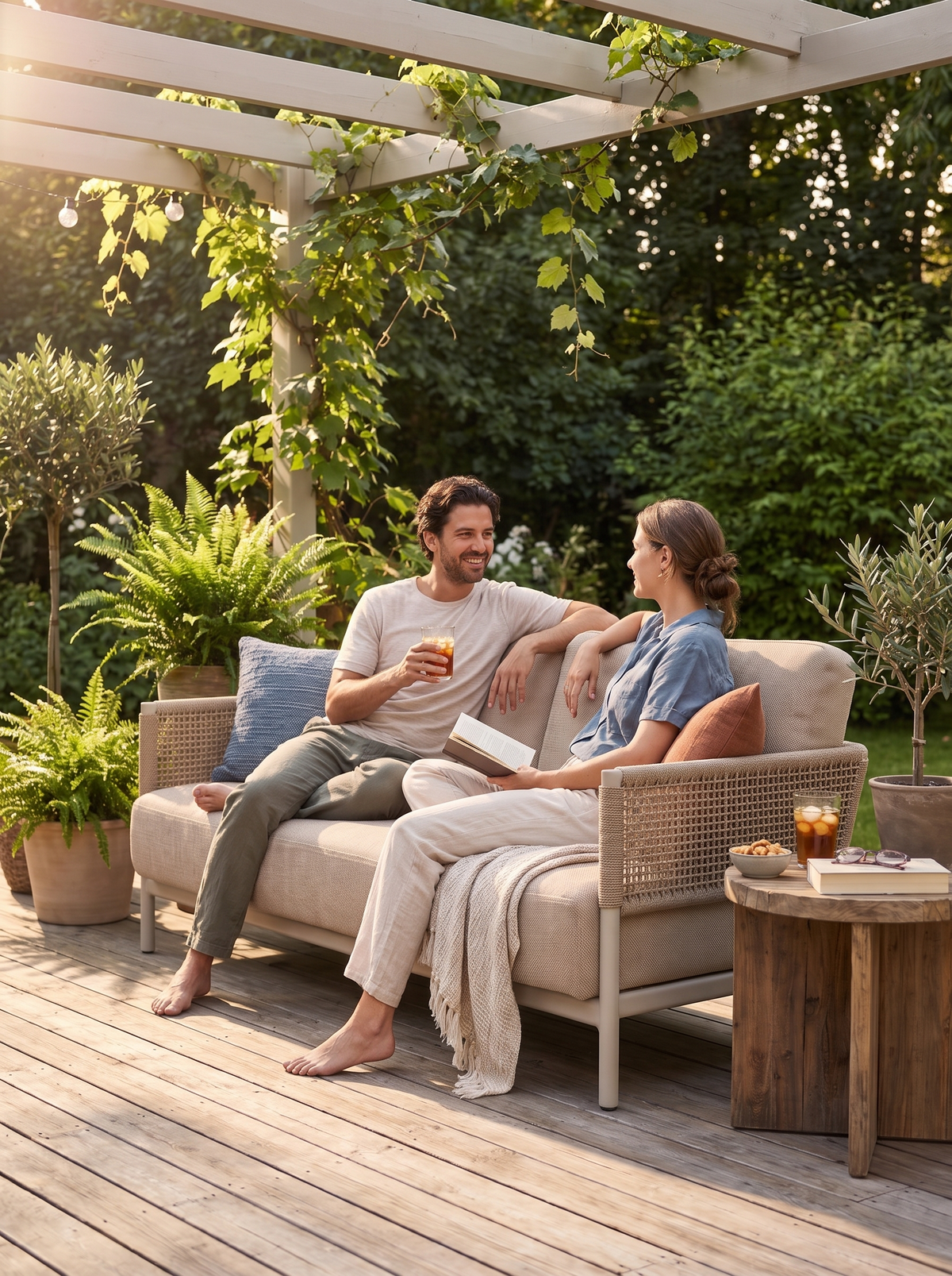 Saratoga Dune Aluminum Loveseat lifestyle 1