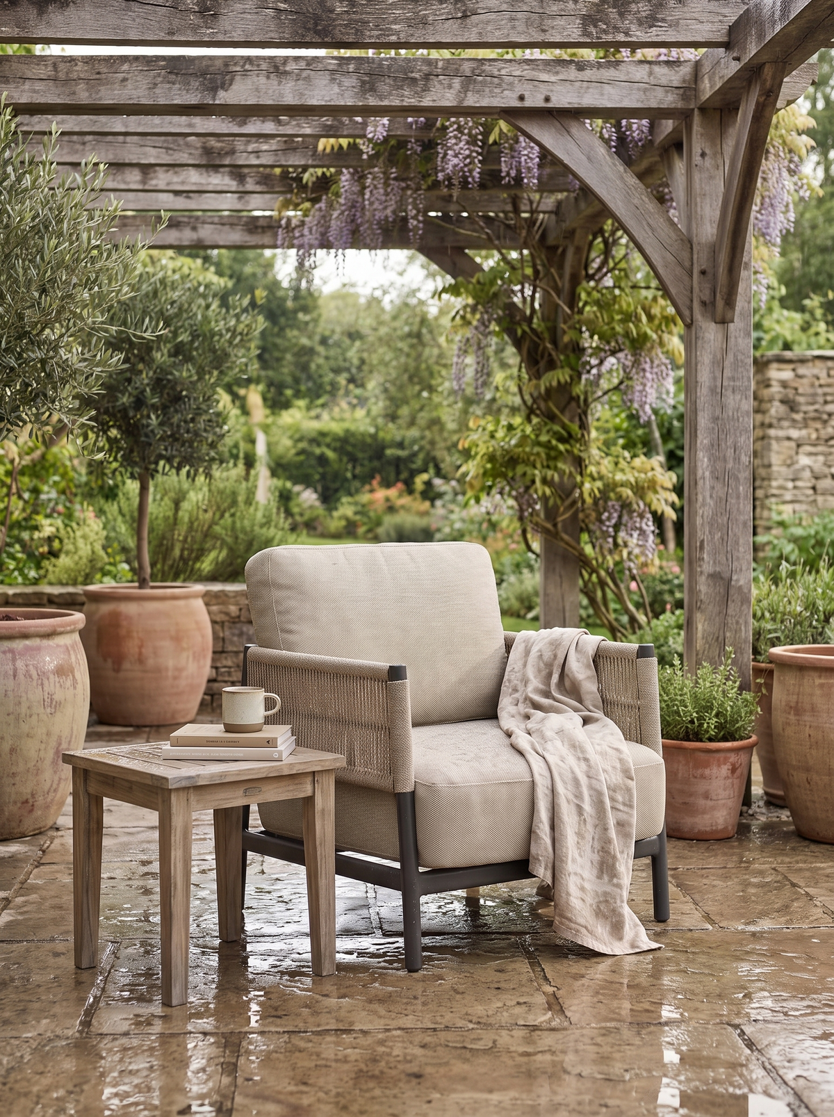 Saratoga Charcoal Aluminum Lounge Chair lifestyle 2