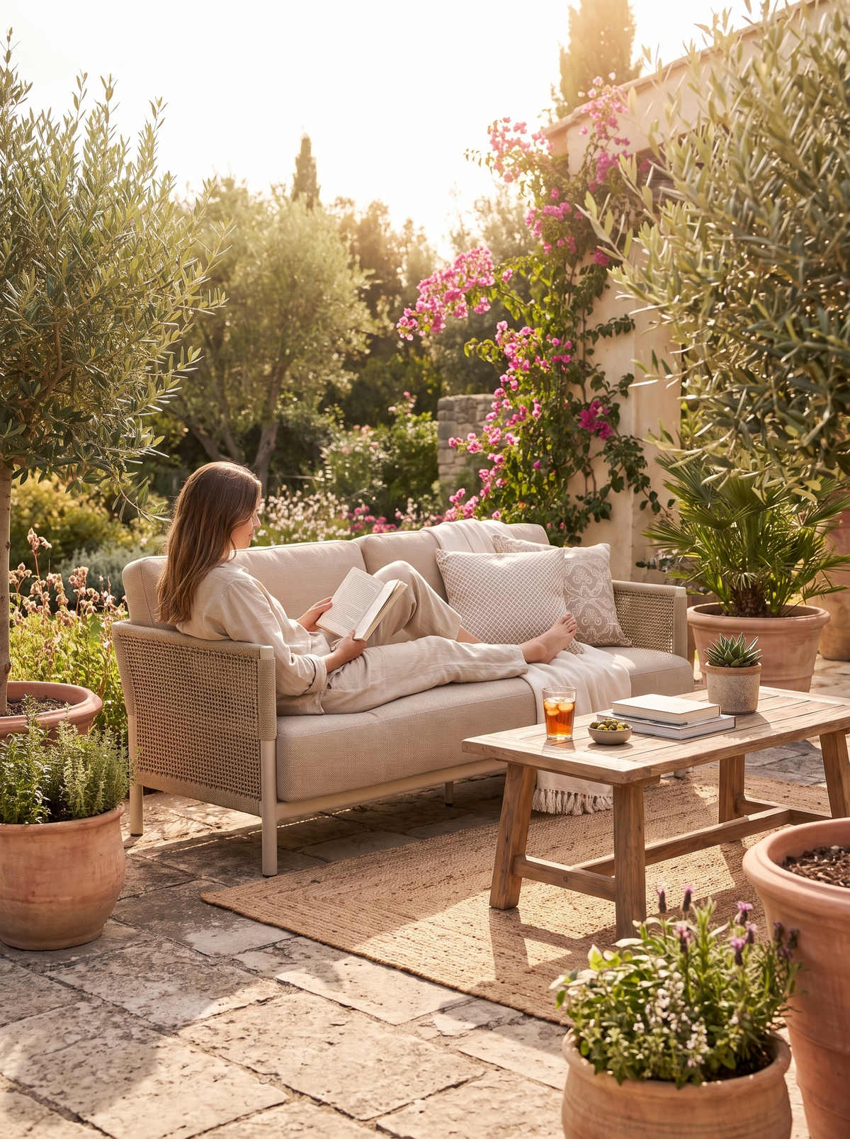 Saratoga Dune Aluminum Sofa lifestyle 2