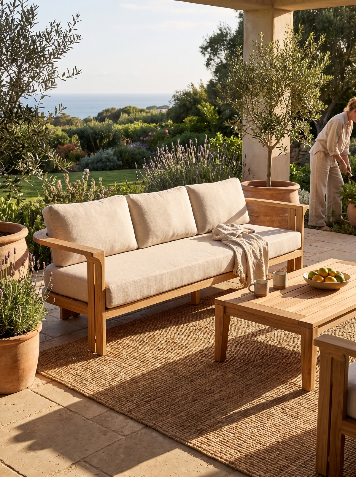 Ojai Teak Sofa lifestyle 1