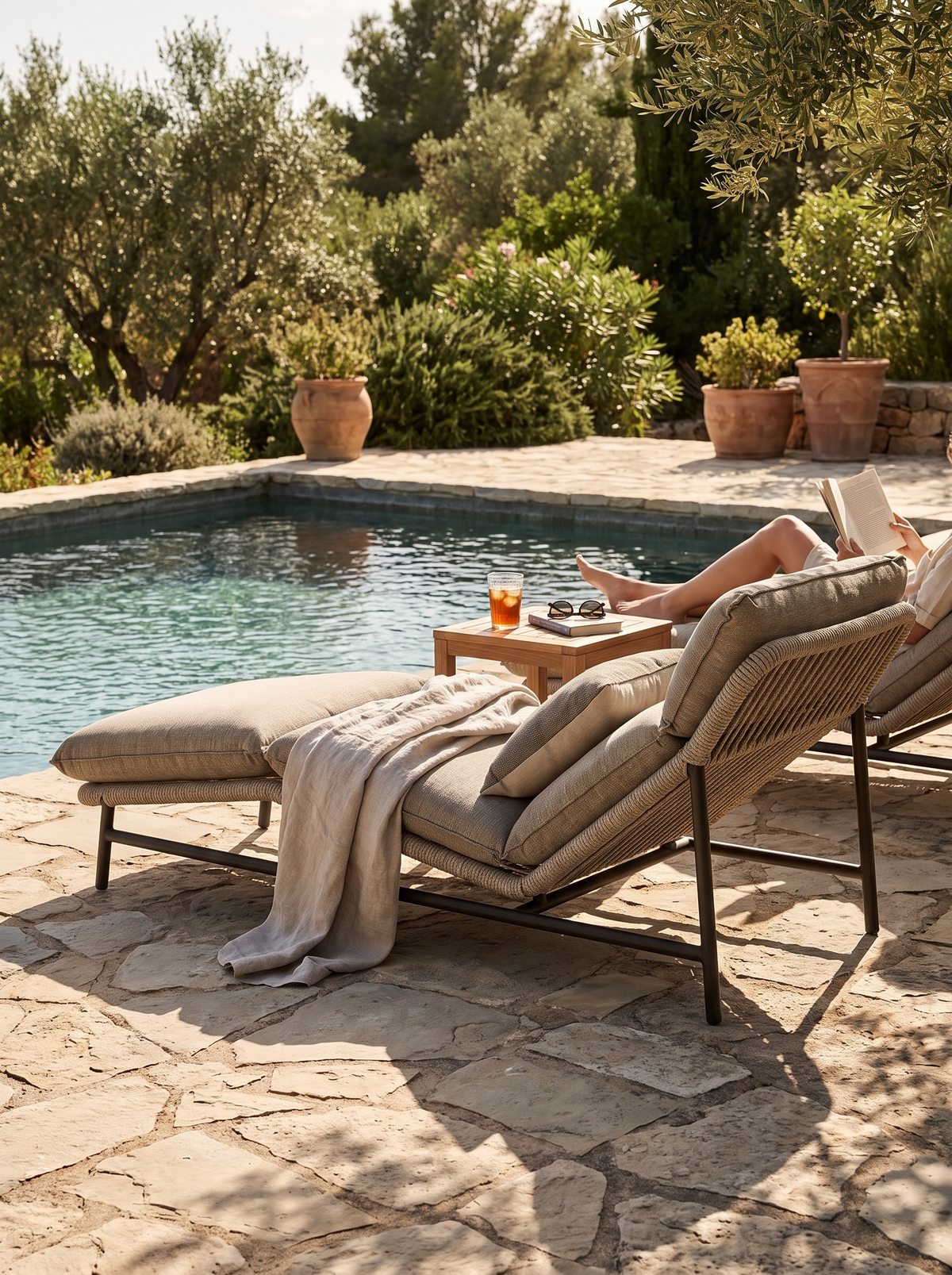 Silverado Charcoal Aluminum Sun Lounger lifestyle 1