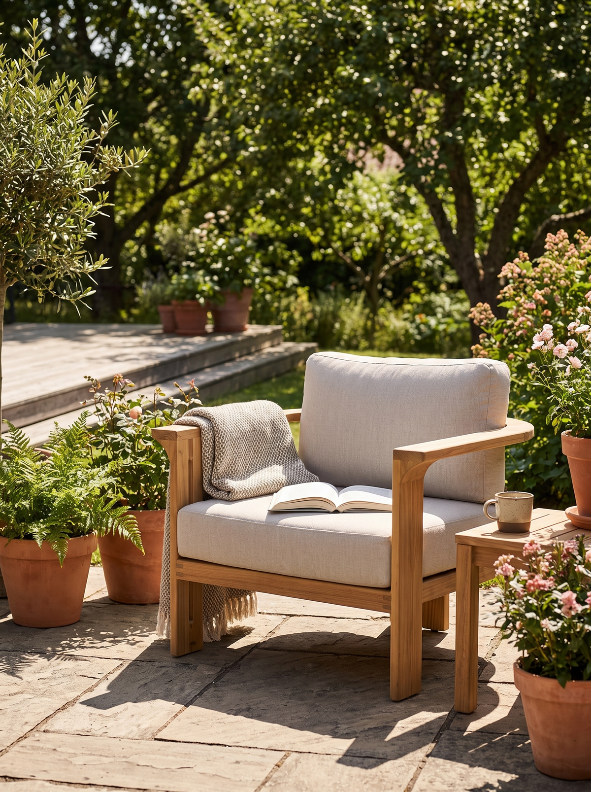 Ojai Teak Lounge Chair lifestyle 1