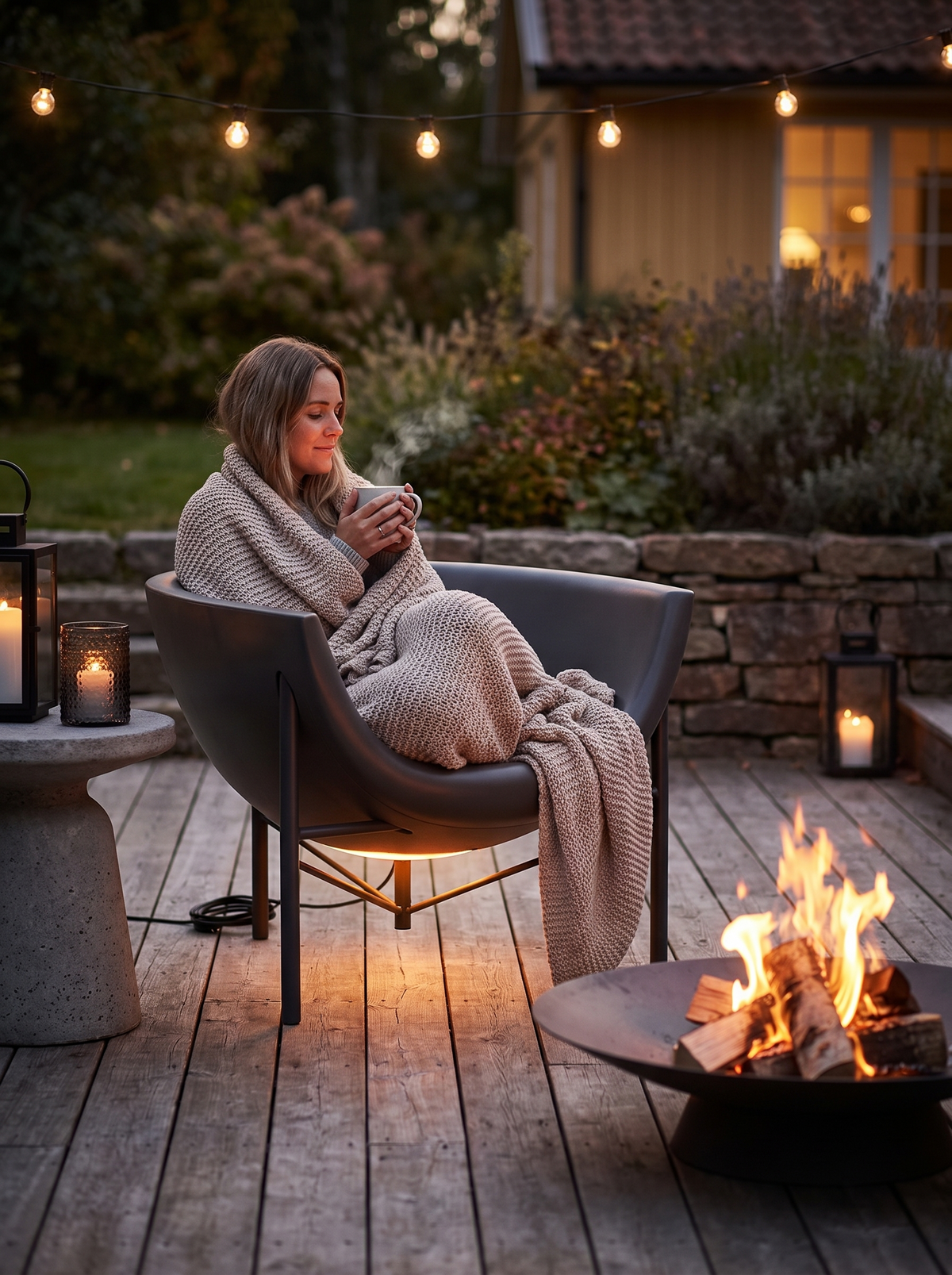 Kosmos Heated Charcoal Lounge Chair lifestyle 1