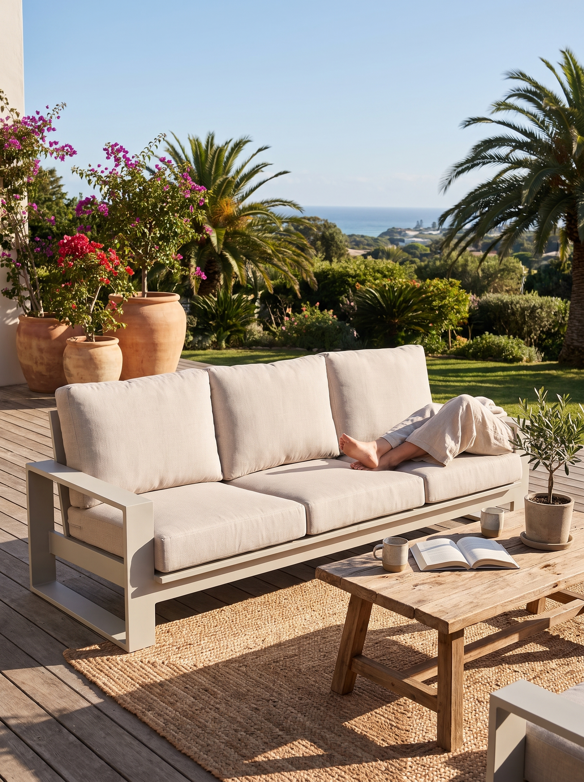 Nicasio Dune Aluminum Sofa lifestyle 2