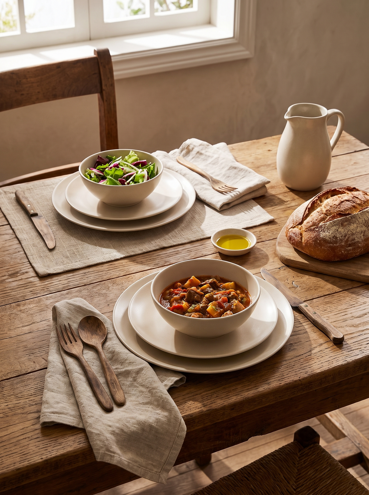 Big Stoneware Plate Set lifestyle 1