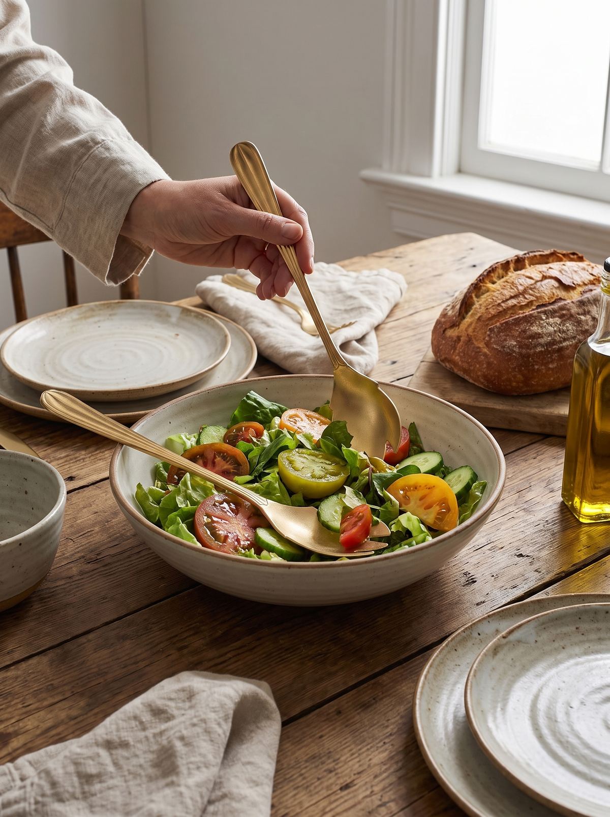 Crescent Fork and Spoon Serving Set lifestyle 2