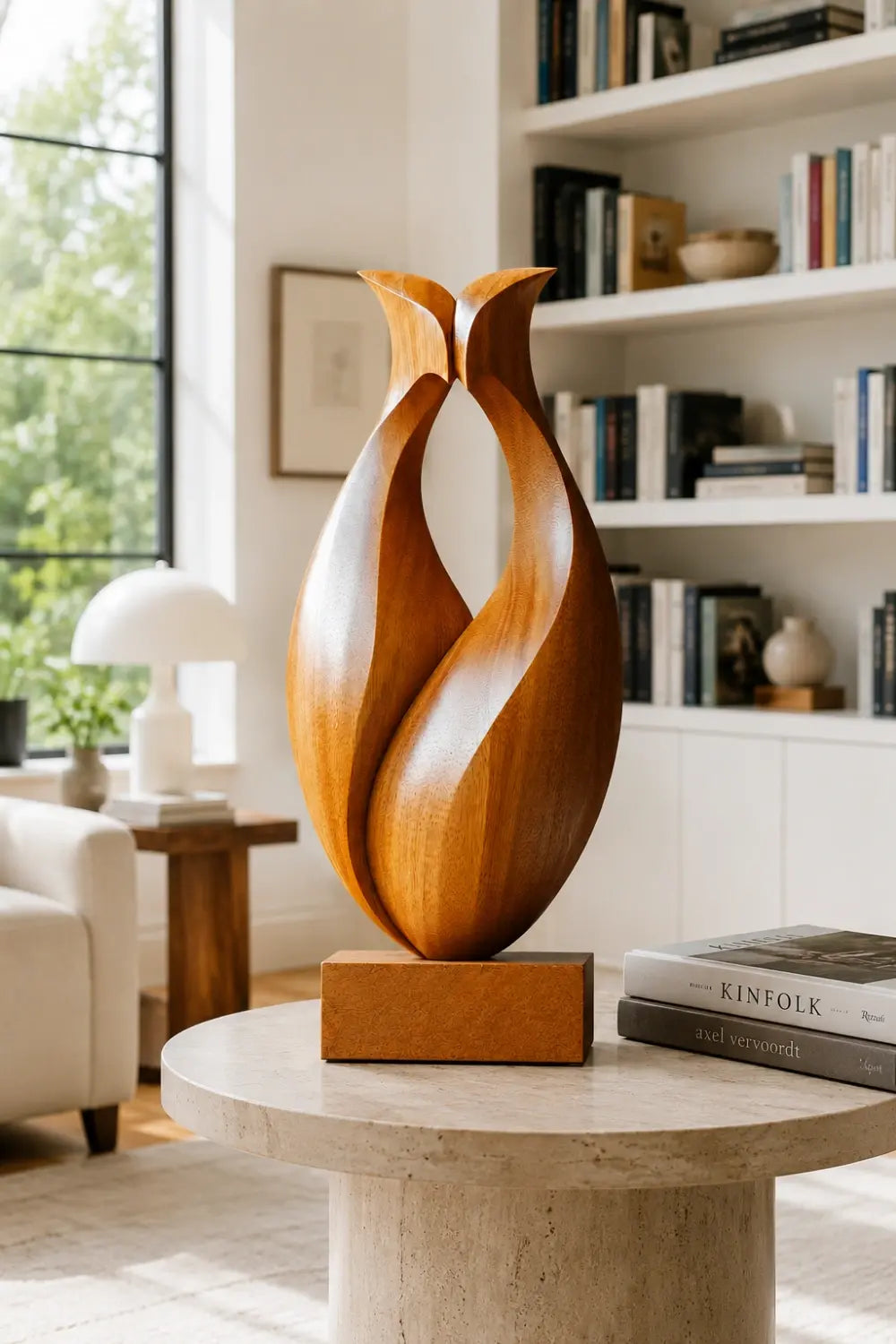 Hollow Abstract Wood Sculpture, top down view