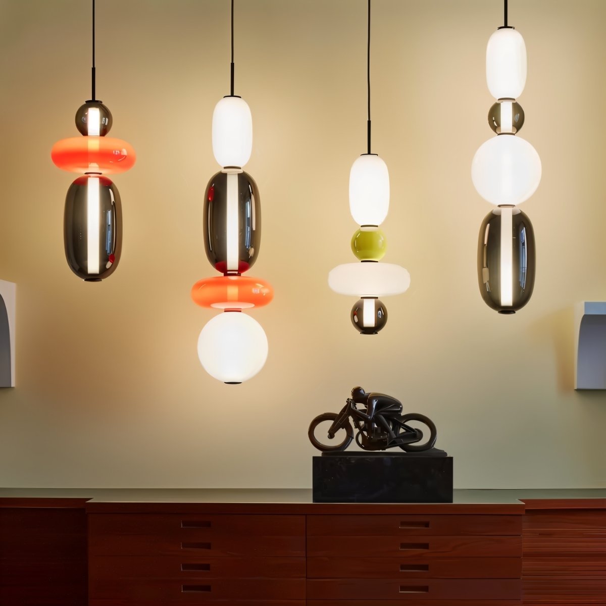 Horiz Metal Pendant Light, second cord and ceiling canopy detail