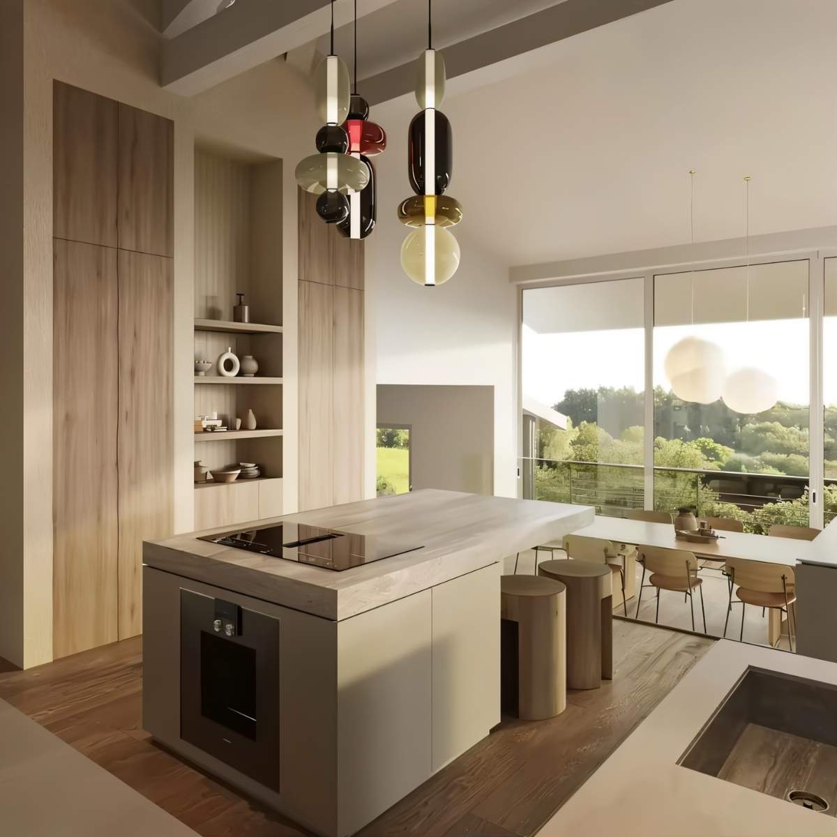 Horiz Metal Pendant Light, second top of the shade in detail