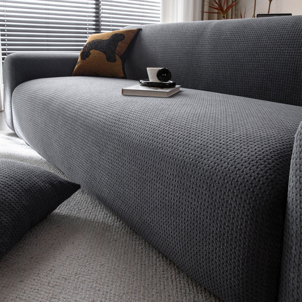 Jacquard Velvet Stretch Sofa Slipcover, second styled in a living space