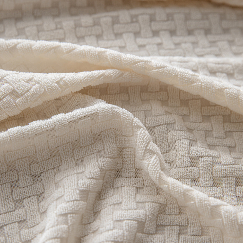 Jacquard Velvet Stretch Sofa Slipcover, fabric close up