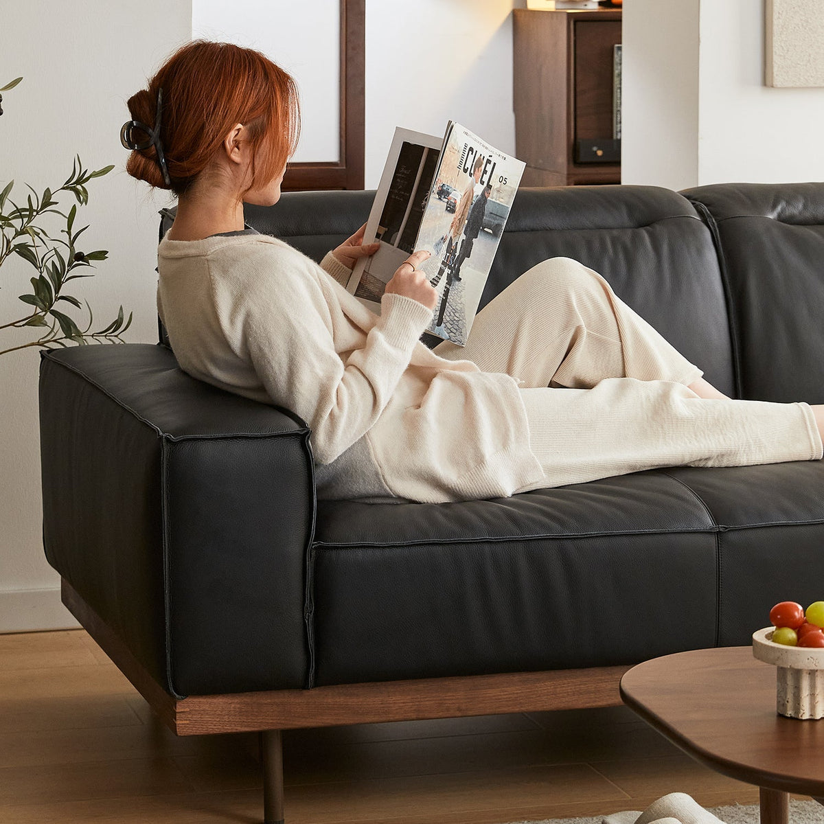 Japandi Genuine Leather L Shape Sofa 3+L RIVER