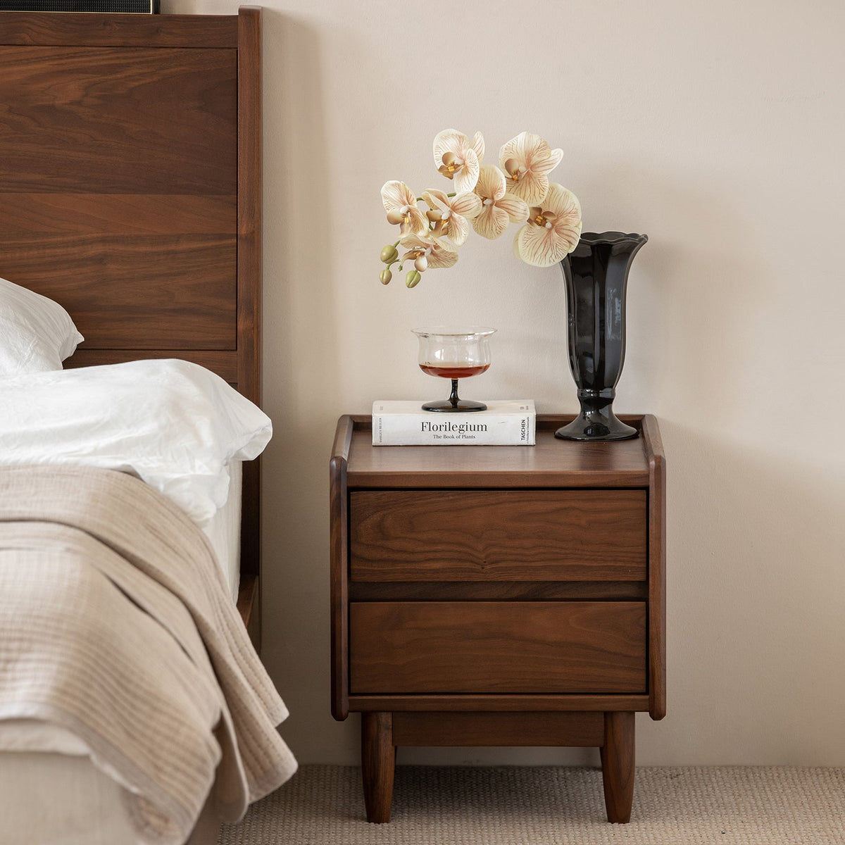 Japandi Walnut Wood Side Table VISTA