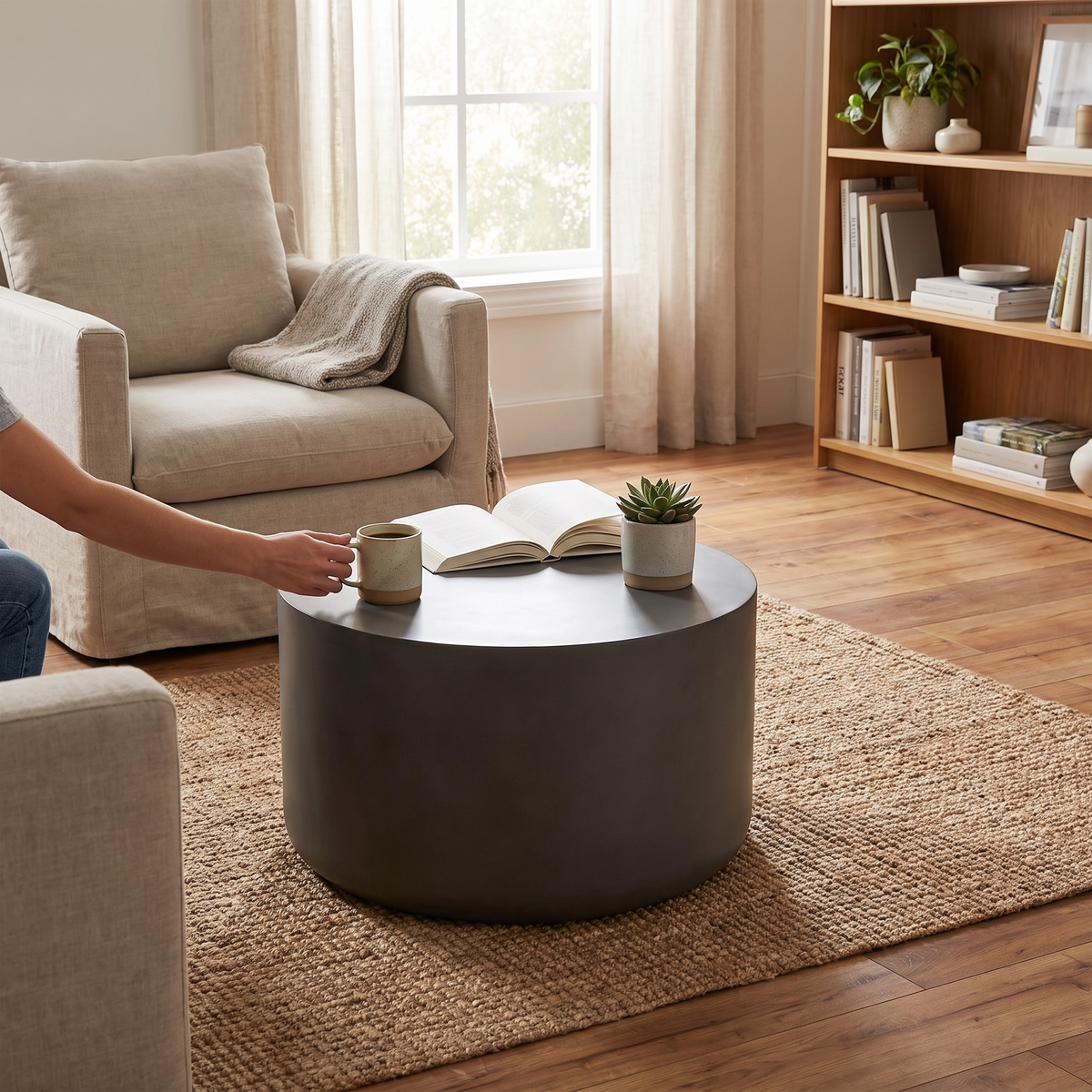 Kosmos Charcoal Coffee Table, styled in a real setting