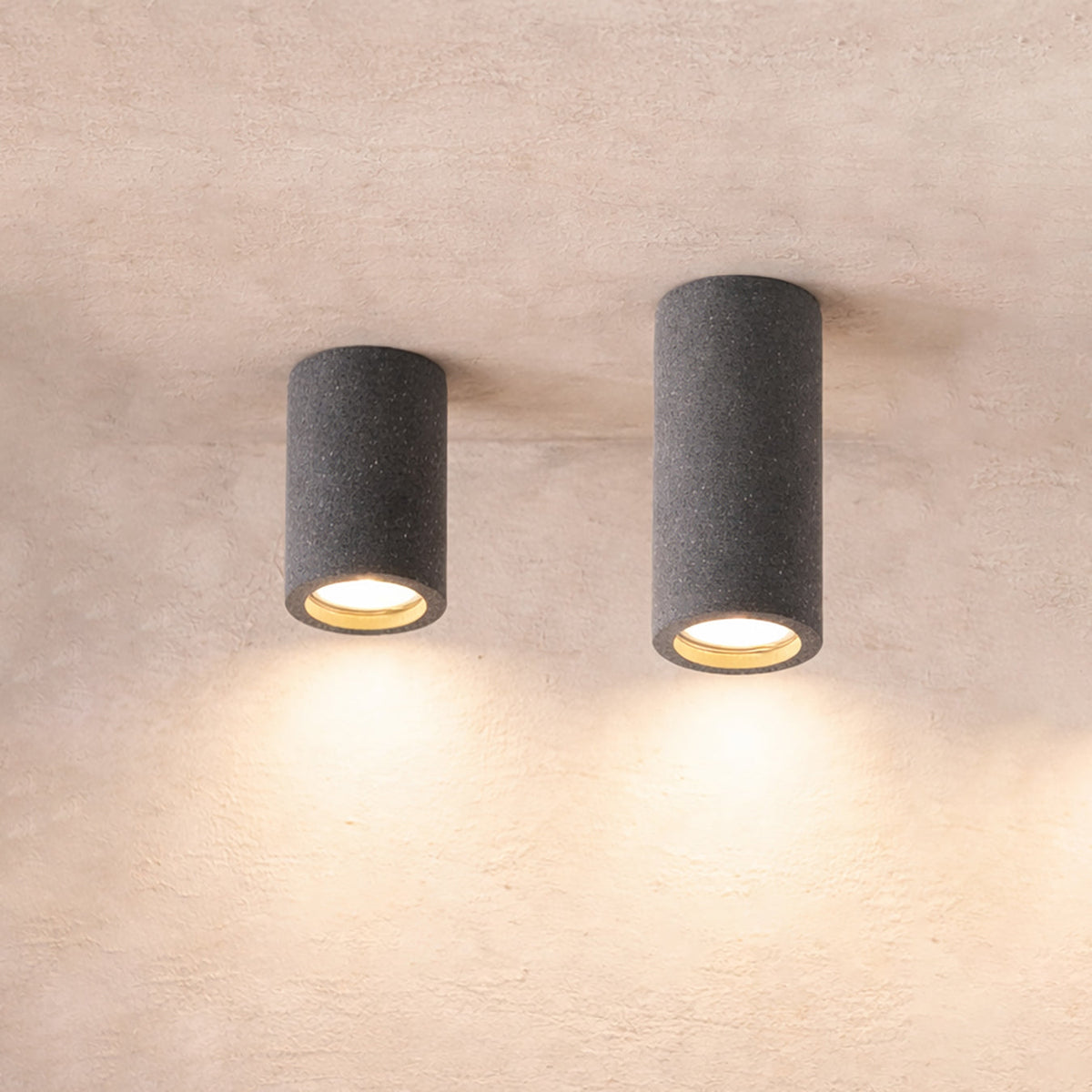 Lithos Minimalist Concrete Ceiling Light, full fixture view
