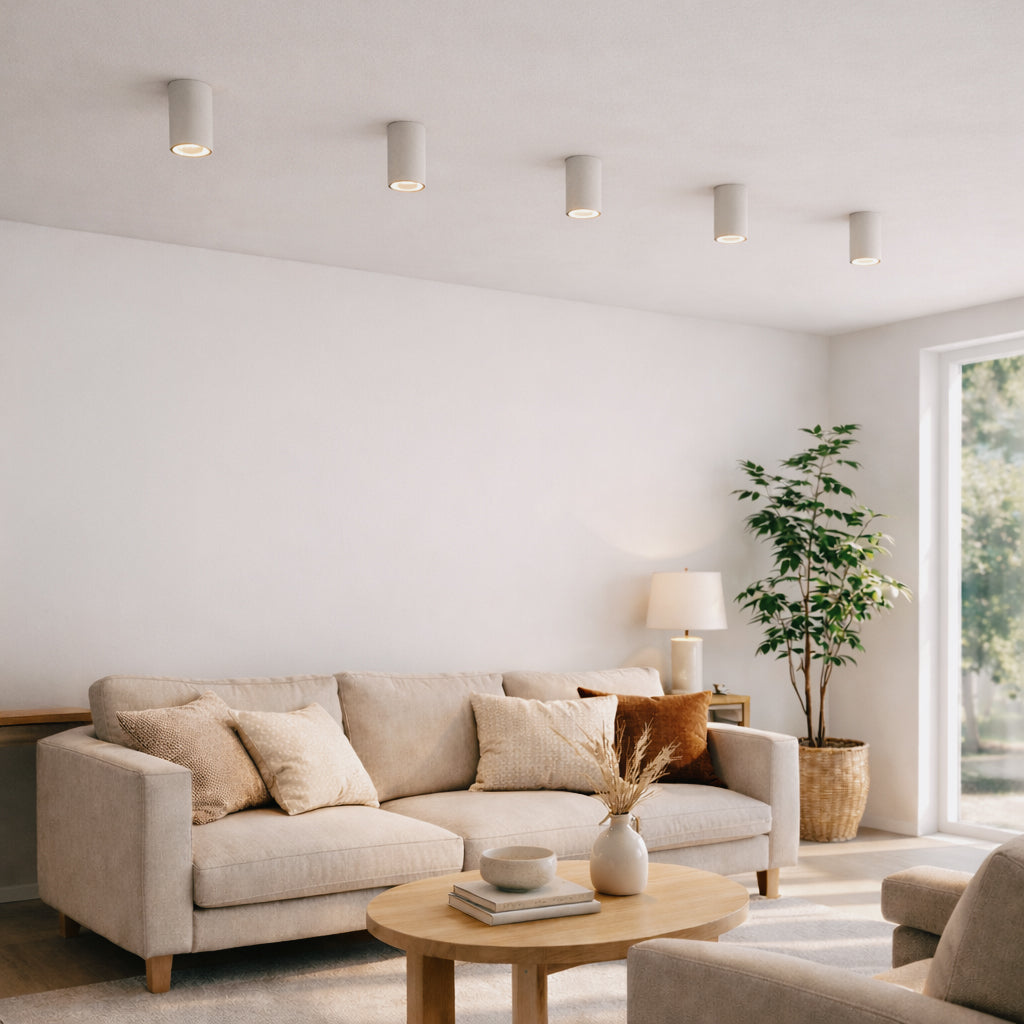 Lithos Minimalist Concrete Ceiling Light, full fixture view (2)
