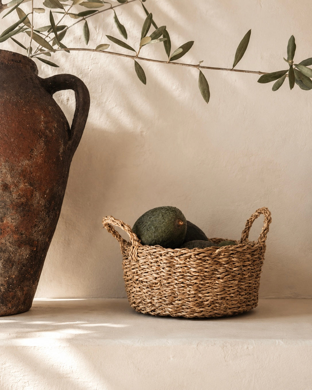 Little Dume Woven Basket, full front view