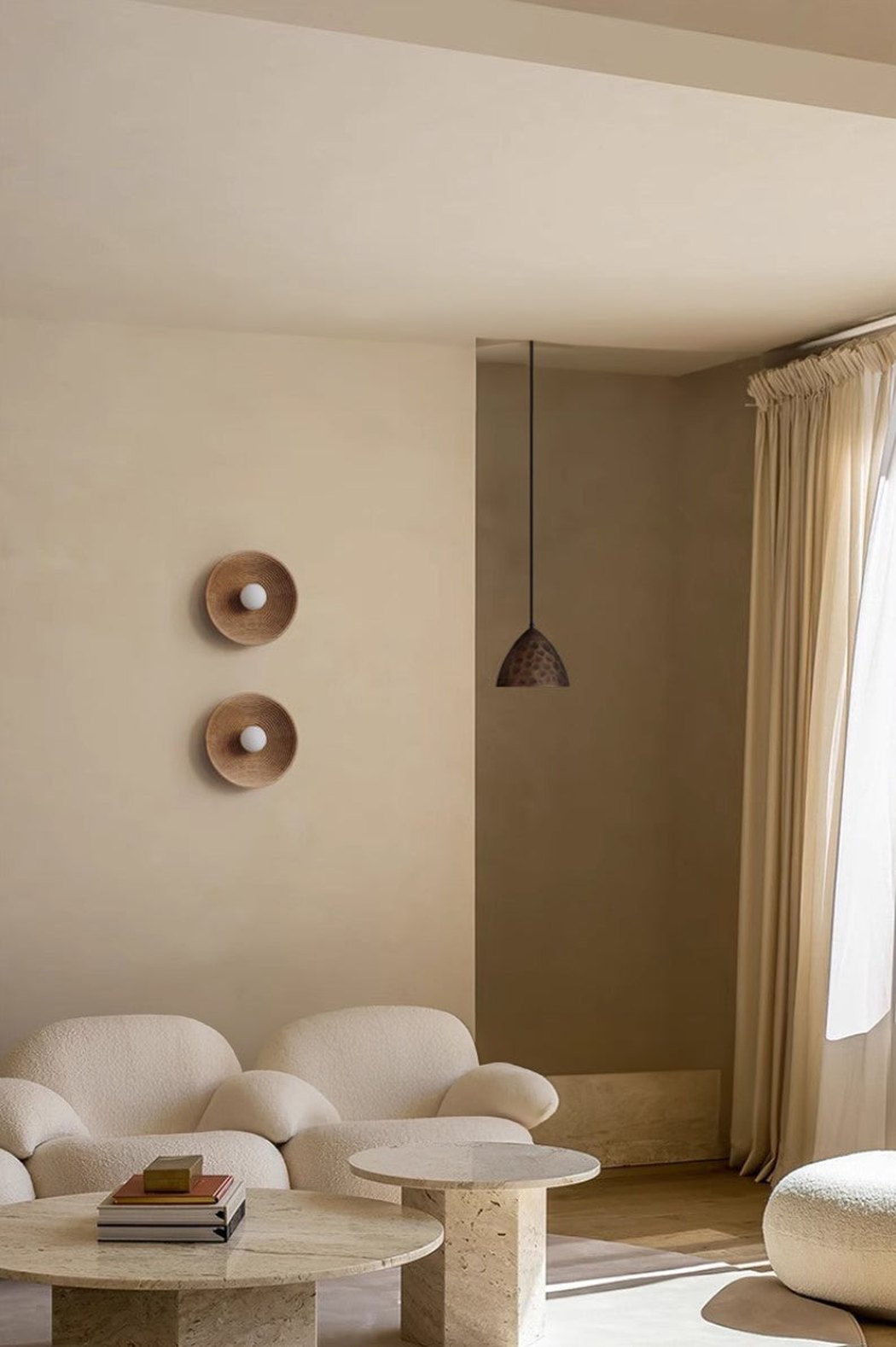 Longleaf Natural Wooden Plate Wall Light, bulb and socket detail