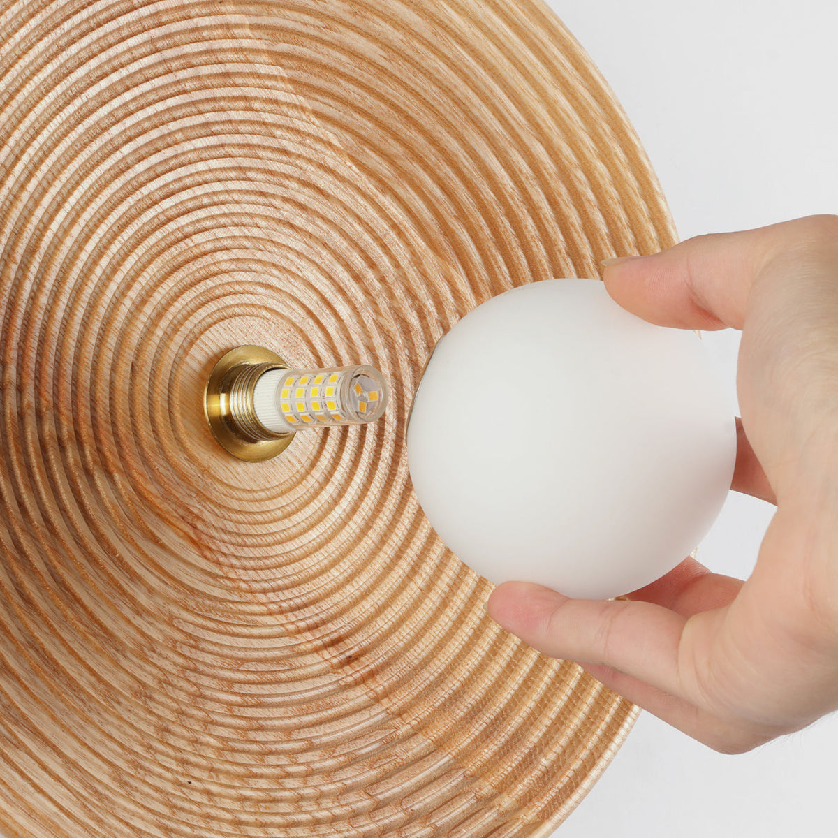 Longleaf Natural Wooden Plate Wall Light, side profile