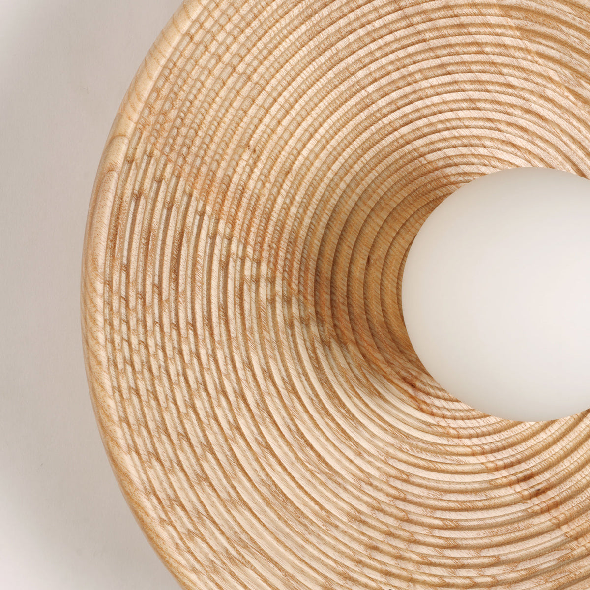 Longleaf Natural Wooden Plate Wall Light, finish and hardware close up