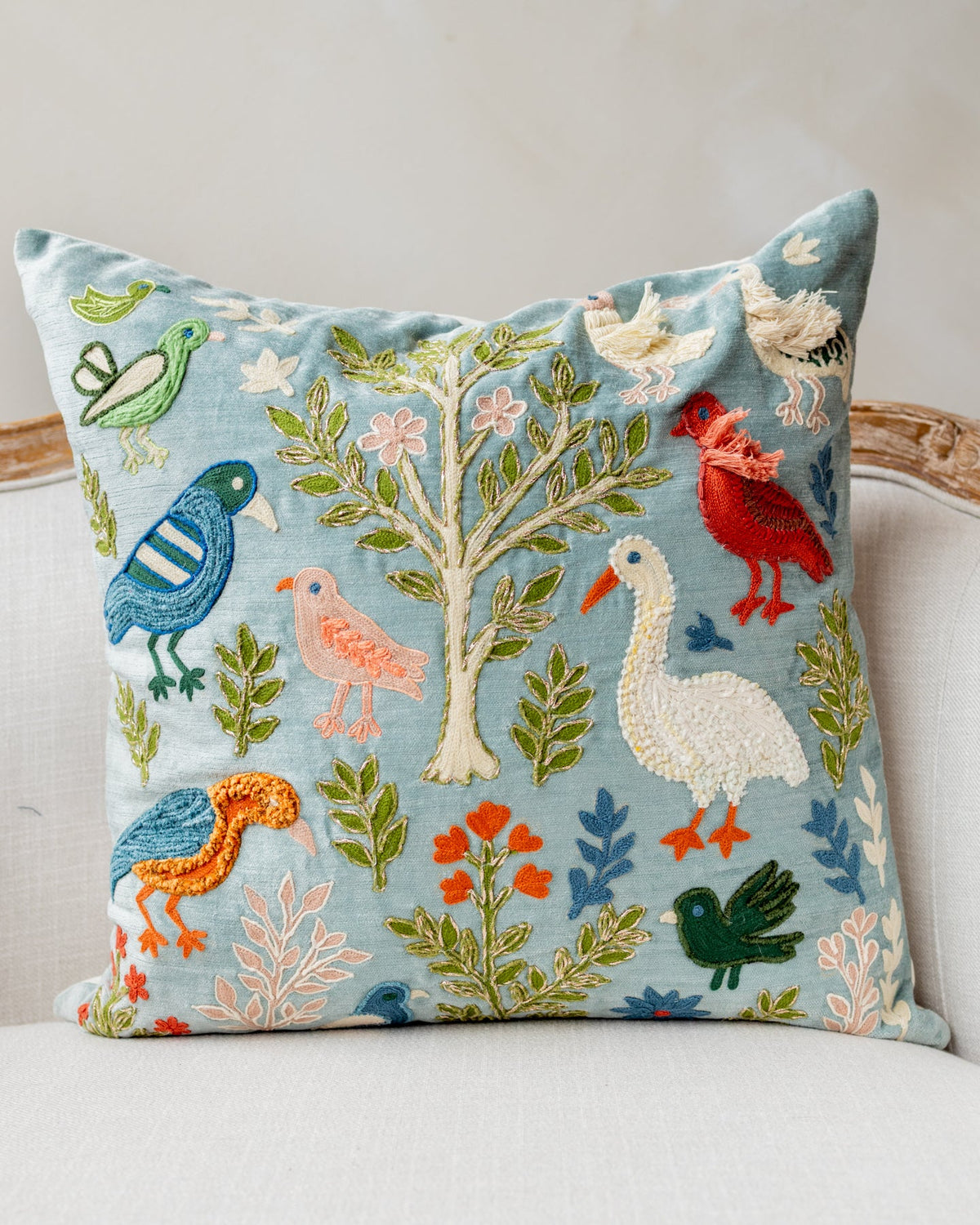 Luena Organic Cotton Velvet Throw Pillow, styled on a sofa