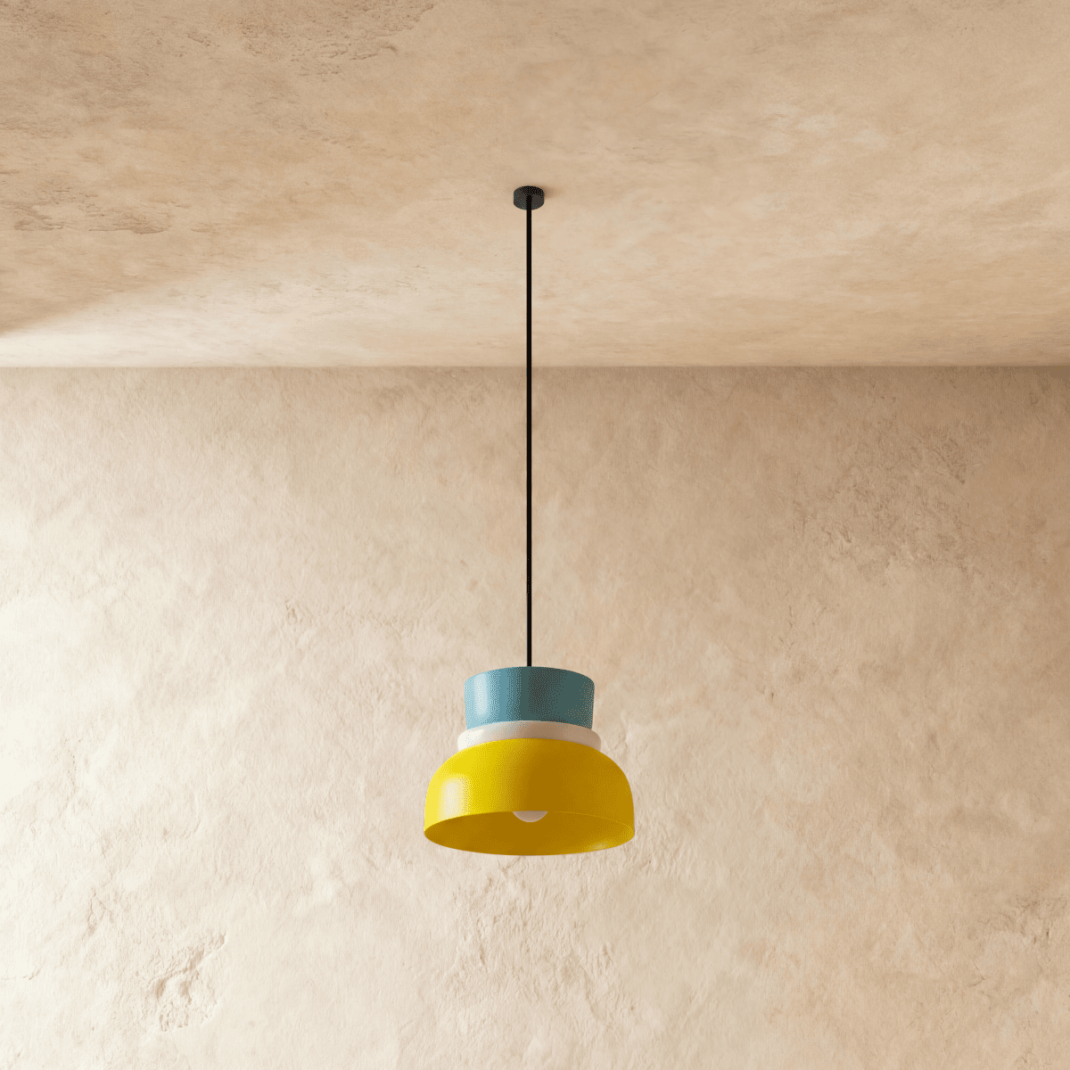 Macaron Metal Pendant Light, second glow and light quality close up