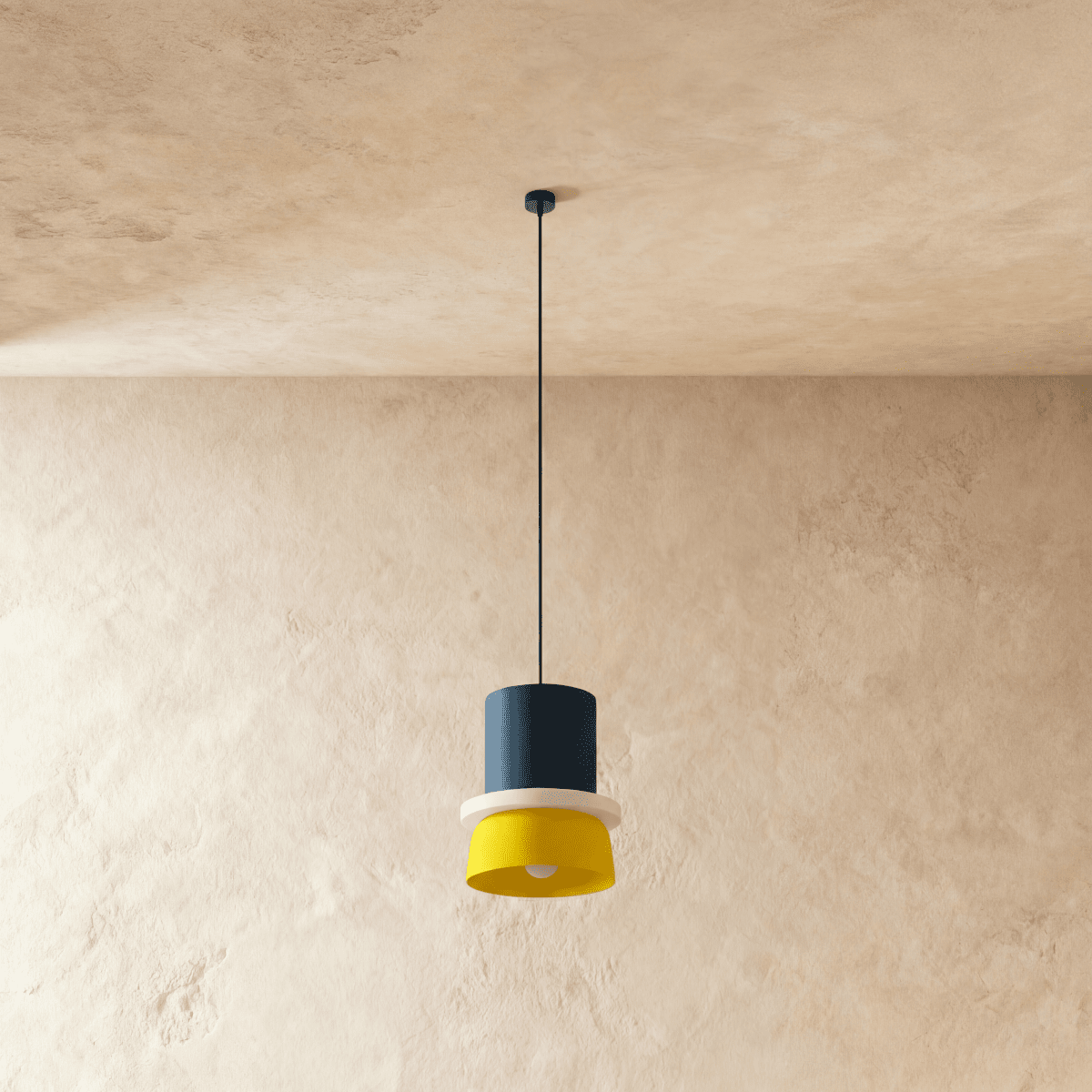 Macaron Metal Pendant Light, unlit profile view