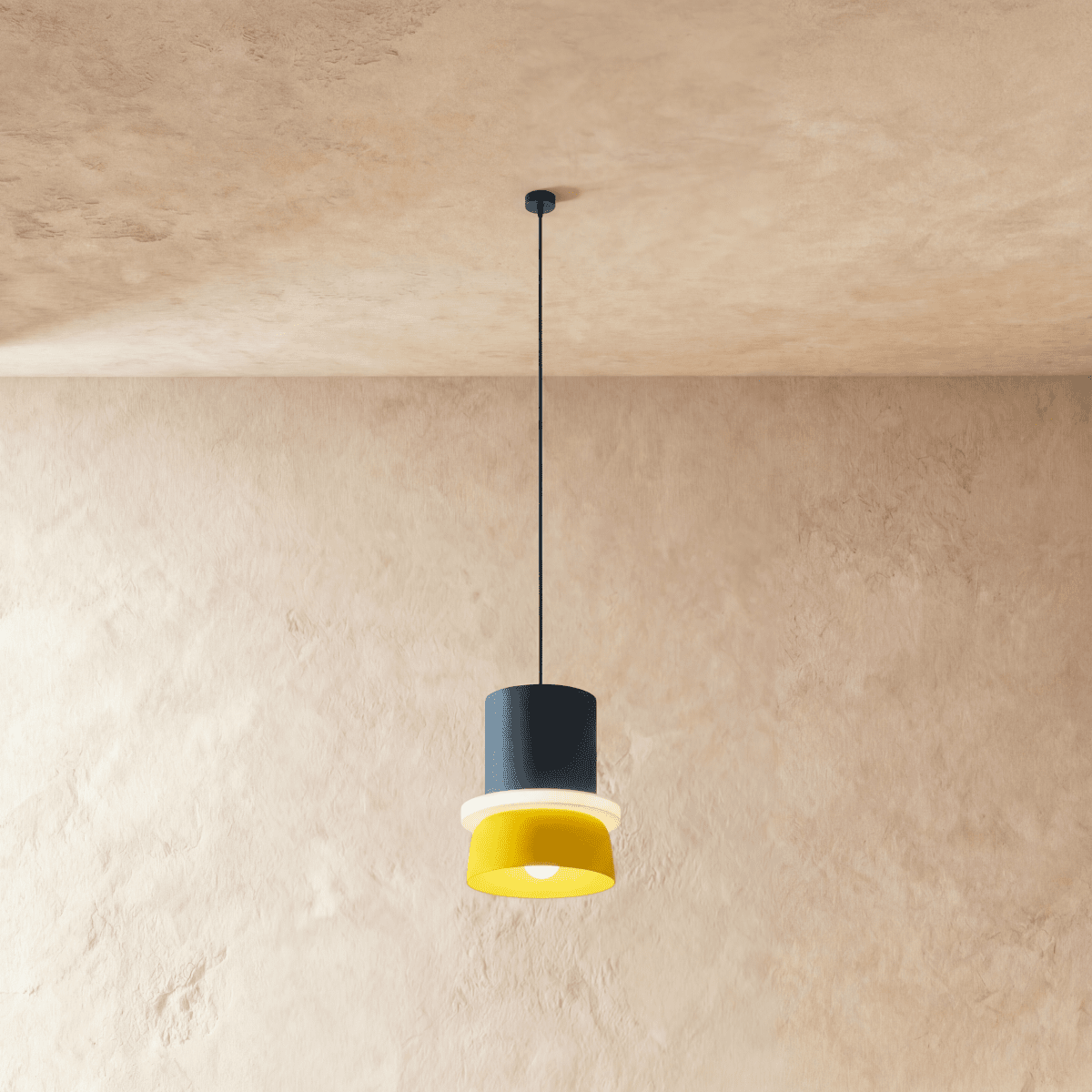 Macaron Metal Pendant Light, glow and light quality close up