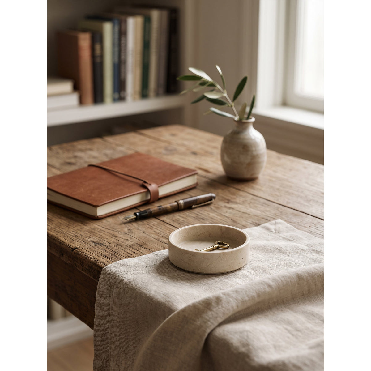Maren Marble Catchall Dish, stone and finish close up