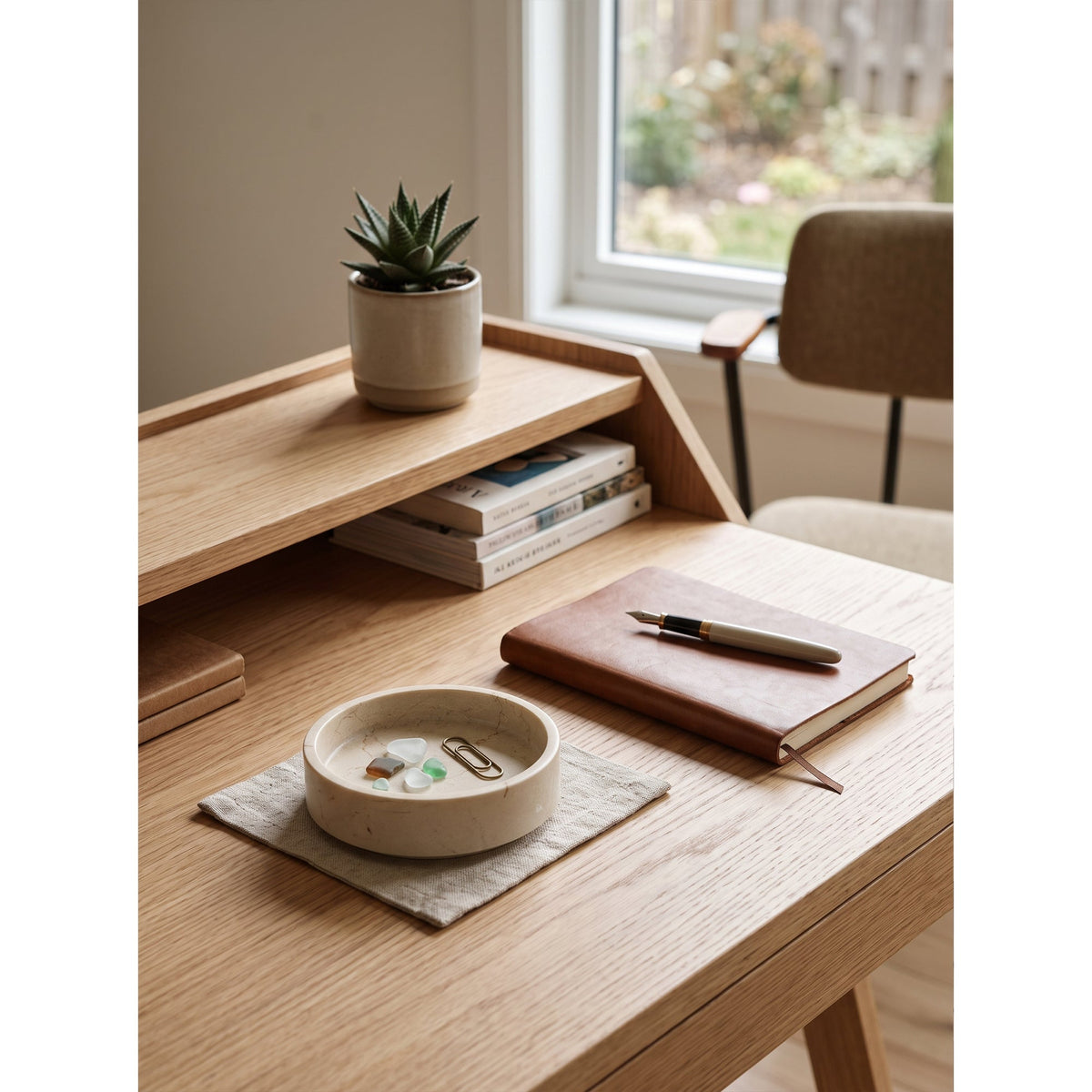 Maren Marble Catchall Dish, side profile