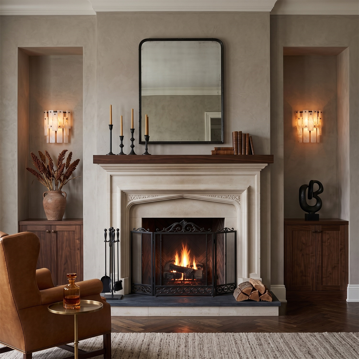 Marloweith Alabaster Wall Sconce, second full fixture view