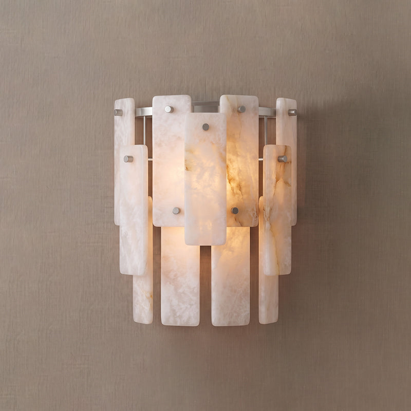Marloweith Alabaster Wall Sconce, second warm glow when lit