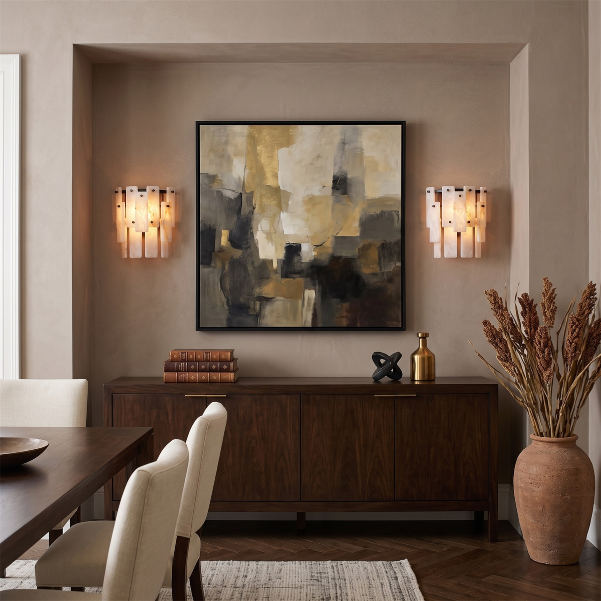 Marloweith Alabaster Wall Sconce, full fixture view