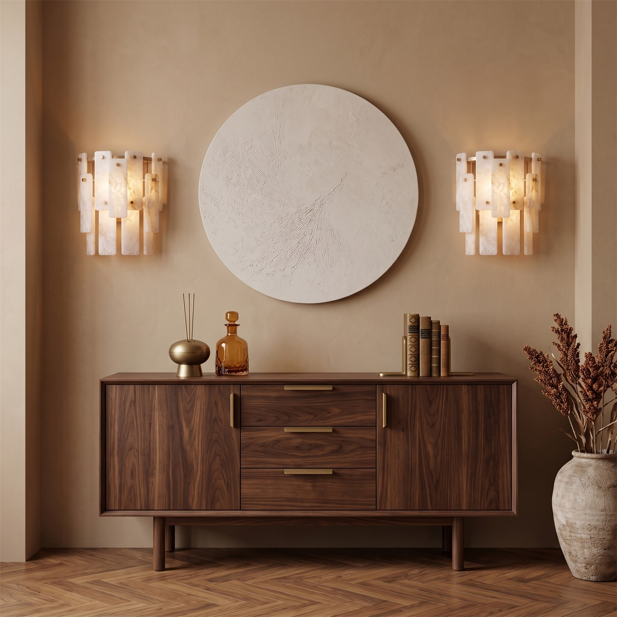 Marloweith Alabaster Wall Sconce, socket and hardware detail