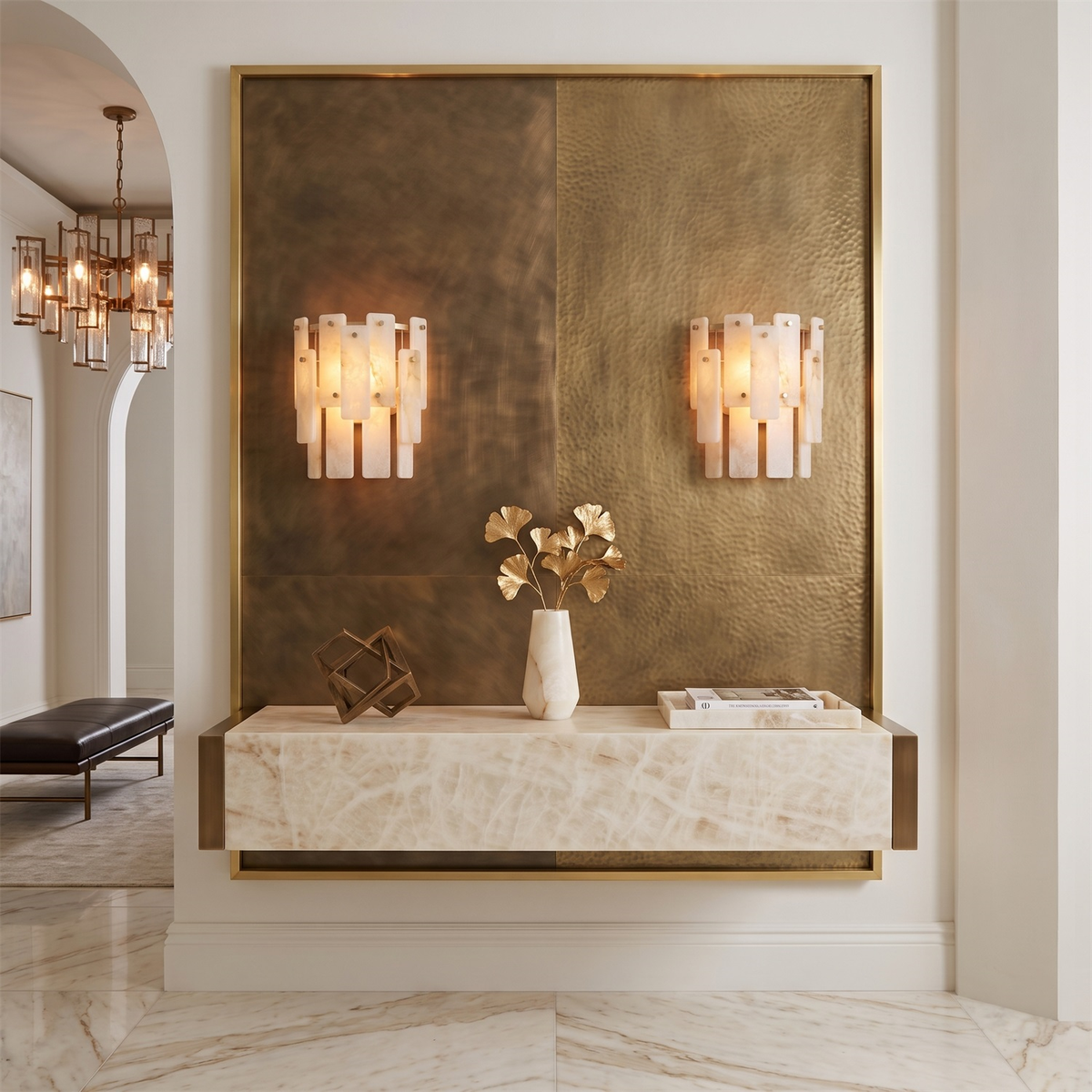 Marloweith Alabaster Wall Sconce, held for scale