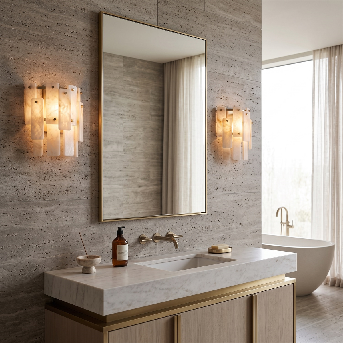 Marloweith Alabaster Wall Sconce, finish close up