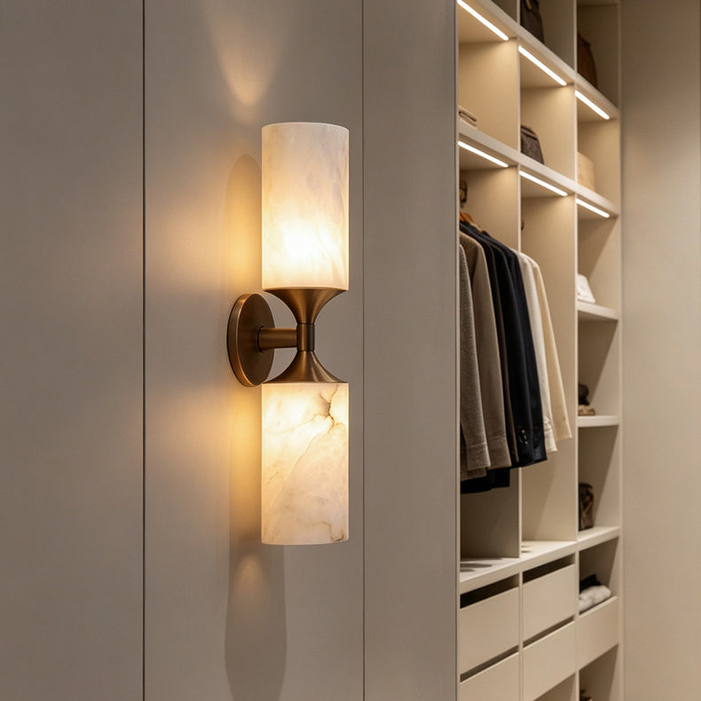 Merrick Alabaster Wall Sconce, angled three quarter view