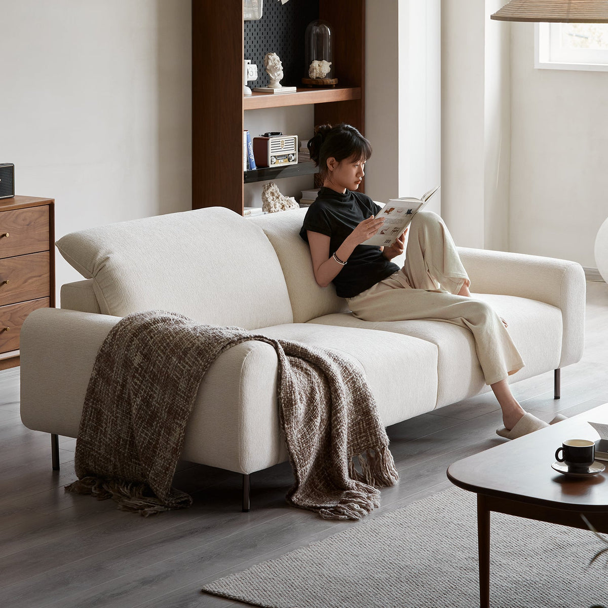 Minimalist Chenille Velvet Fabric 2 Seater Sofa DRIFT