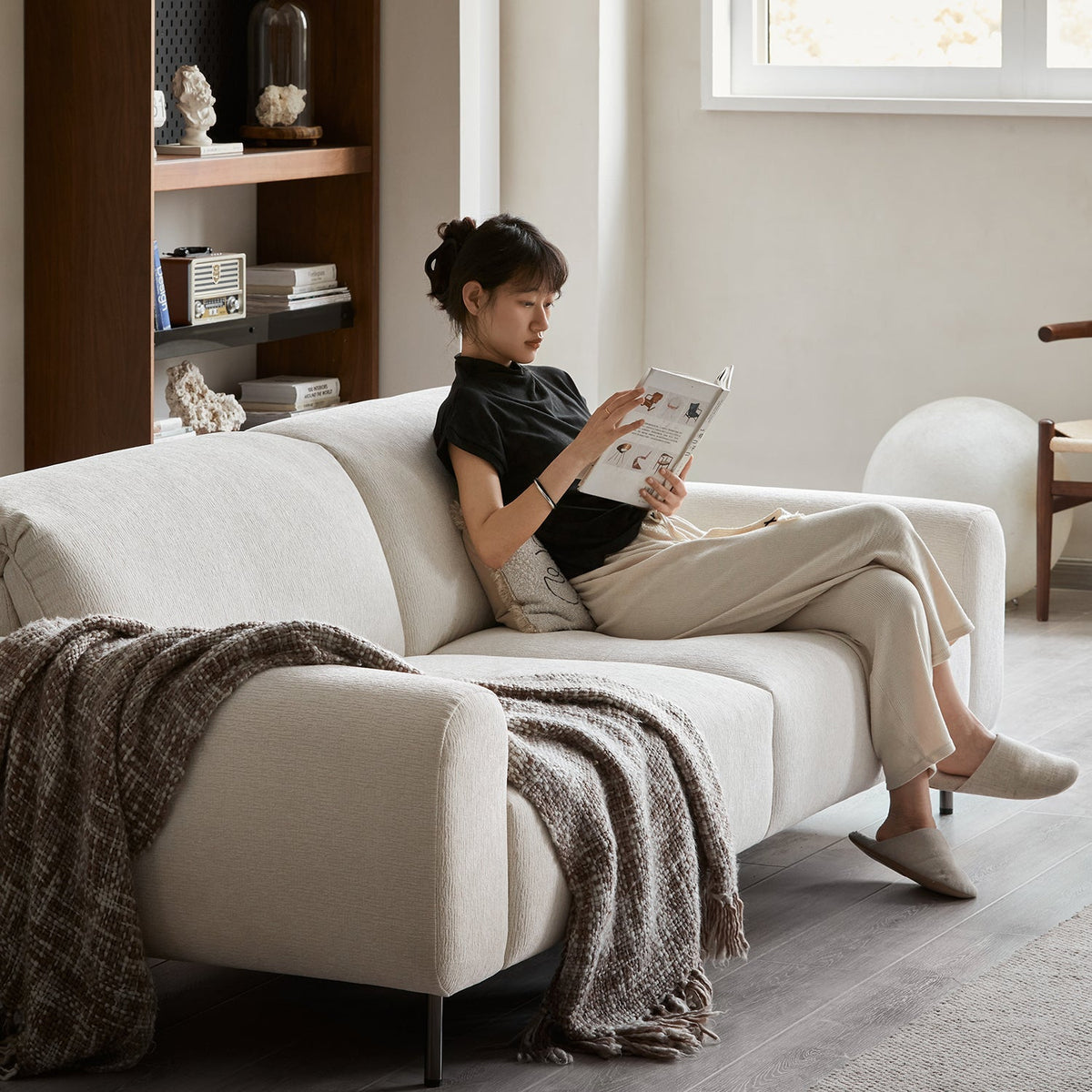 Minimalist Chenille Velvet Fabric 2 Seater Sofa DRIFT