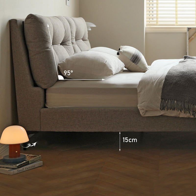 Modern Upholstered Bed Frame, angled three quarter view