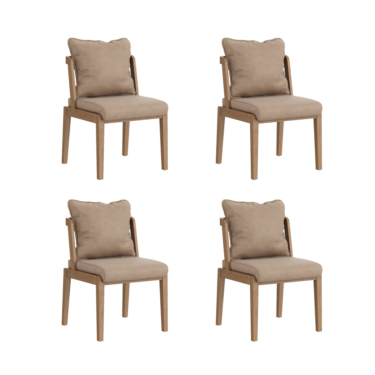Modern Wood Faux Leather Dining Chair (Set of 4), studio shot