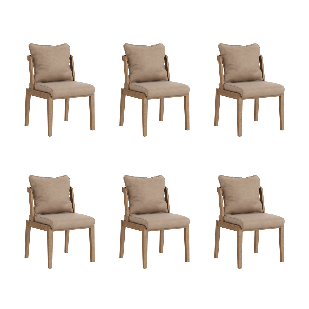 Modern Wood Faux Leather Dining Chair (Set of 6), studio shot